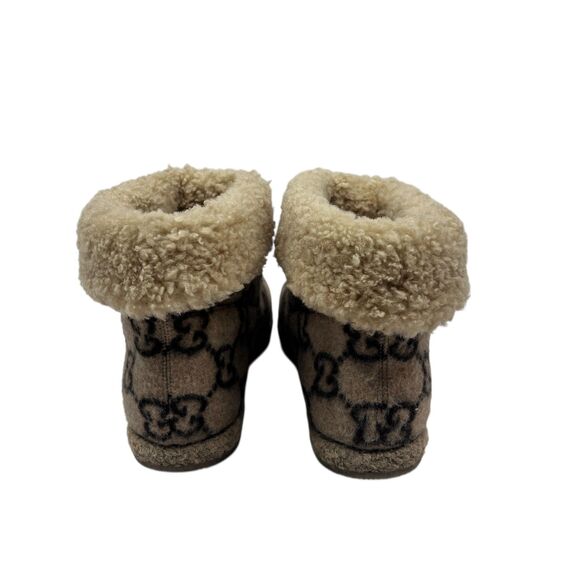 Gucci GG Monogram Wool Shearling Boots Beige Tan Women’s Size EUR 39.5 Horsebit - Picture 4 of 16